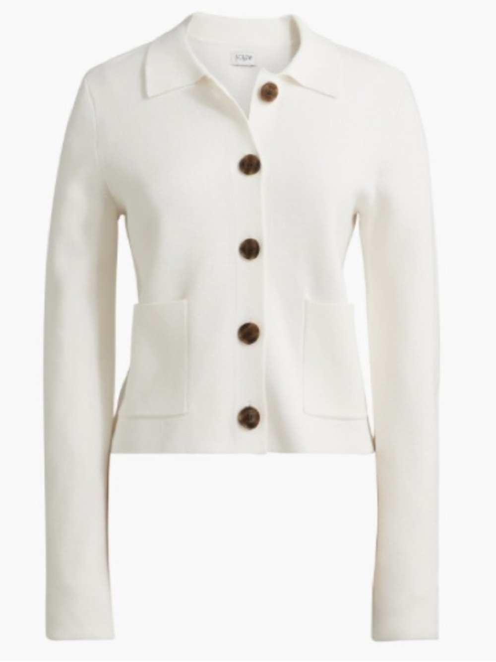 NWT J. Crew Ivory Polo  Button-Front Knit Sweater size L